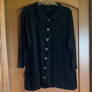 Fresh Produce Black Button-Up Cardigan/Jacket, Size XXL, 100% cotton, EUC!